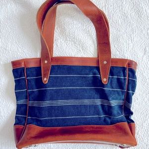 Kakaw Designs Indigo and Leather Tote NWOT